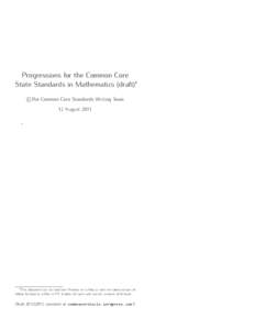 Progressions for the Common Core State Standards in Mathematics (draft) c The Common Core Standards Writing Team