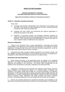 Operational Guidelines_2005 Convention  Article 10 of the Convention Operational guidelines on education and public awareness (Article 10 of the Convention)