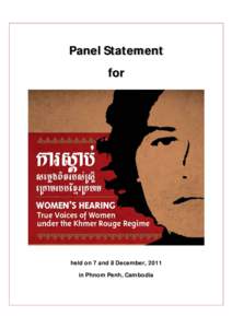 Panel Statement for held on 7 and 8 December, 2011 in Phnom Penh, Cambodia