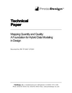 Technical Paper Mapping Quantity and Quality: A Foundation for Hybrid Data Modeling in Design Document No. PDI-TP-0007-GTC001