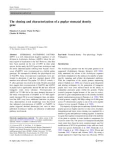 The cloning and characterization of a poplar stomatal density gene