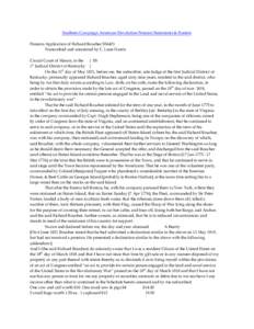 Southern Campaign American Revolution Pension Statements & Rosters Pension Application of Richard Boucher S36421 Transcribed and annotated by C. Leon Harris Circuit Court of Mason, in the } SS 1st Judicial District of Ke