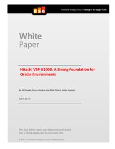 Hitachi VSP G1000 - A Strong Foundation for Oracle Environments