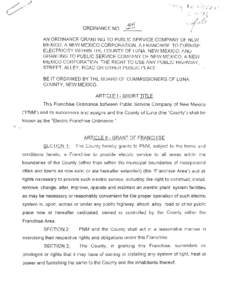 ORDINANCE NO.  !j~ AN ORDINANCE GRANTING TO PUBLIC SERVICE COMPANY OF NEW MEXICO, A NEW MEXICO CORPORATION, A FRANCHISE TO FURNISH