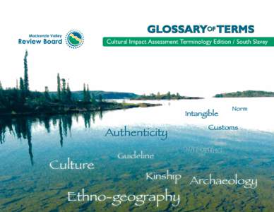 GLOSSARYOF TERMS Cultural Impact Assessment Terminology Edition / South Slavey Intangible  Authenticity