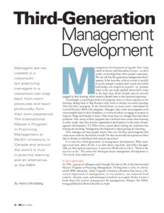 Third-Generation Management Development Managers are not created in a classroom,