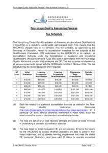 Fee Schedule for Accreditation Services under the Four-stage Quality Assurance model for the purpose of the Qualifications Framework