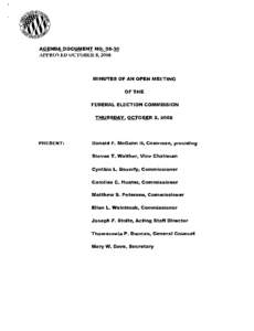 Donald F. McGahn II / Year of birth missing / United States administrative law / Federal Election Commission / Agenda / Rulemaking / Minutes / Steven T. Walther / Cynthia L. Bauerly / Meetings / Parliamentary procedure / Government