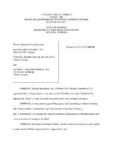 Georgia Bancshares, Inc. – Written Agreement