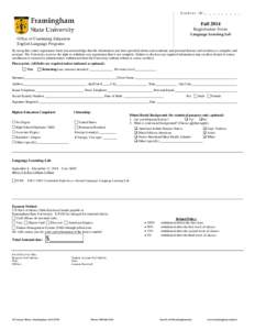 Student ID:_ _ _ _ _ _ _ _ _  Fall 2014 Registration Form: