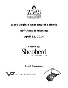 West Virginia Academy of Science 89th Annual Meeting April 12, 2014