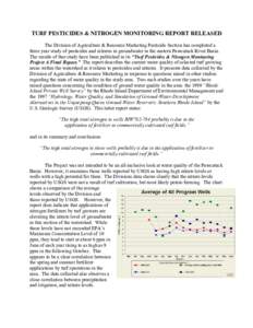 RI DEM/Agriculture- Turf Pesticides & Nitrogen Monitoring Report