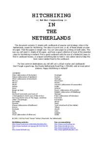 Sustainable transport / Den Helder / Rail transport in the Netherlands / Transport / Hitchhiking / Gestures