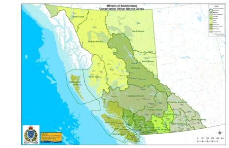 Ministry of Environment Conservation Officer Service Zones Legend  W