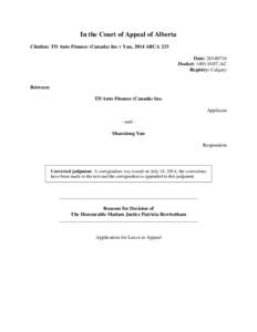 TD Auto Finance (Canada) Inc v Yan