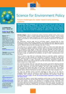 Future challenges for water hazard early warning systems 13 September[removed]Issue 297 Subscribe to free weekly News Alert