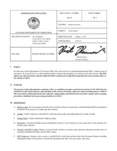 ADMINISTRATIVE REGULATION  REGULATION NUMBER PAGE NUMBER