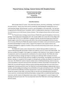 Physical Science, Geology, General Science SAC Discipline Review Portland Community College Submitted May 28th 2010 Prepared by Eriks Puris & Melinda Hutson