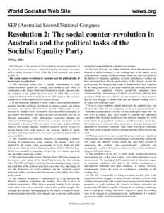 World Socialist Web Site  wsws.org SEP (Australia) Second National Congress