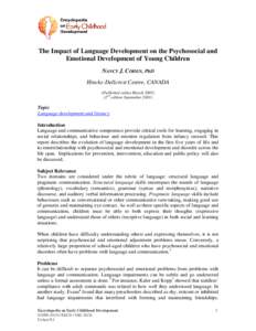 The Impact of Language Development on the Psychosocial and Emotional Development of Young Children