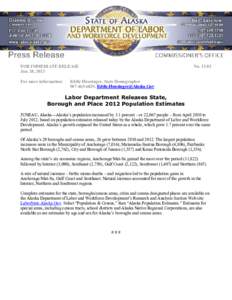 FOR IMMEDIATE RELEASE Jan. 18, 2013 For more information: No[removed]