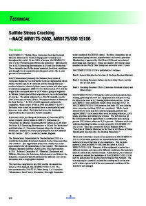 Technical Sulfide Stress Cracking --NACE MR0175-2002, MR0175/ISO 15156