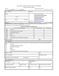 NDSL /PERKINS/ FEDERAL PERKINS STUDENT LOAN PROGRAM Request for Partial Cancellation To Cover: to