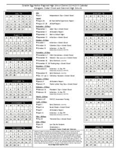Greater Egg Harbor Regional High School District[removed]Calendar Absegami, Cedar Creek and Oakcrest High Schools July ‘14