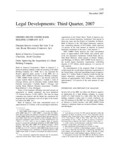 Legal Developments: Third Quarter, 2007