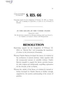 III  114TH CONGRESS 1ST SESSION  S. RES. 66