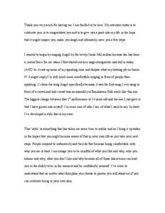 Thank you very much for having me. I am thrilled to be here. My intention today is to celebrate you, is to congratulate you and is to give you a peak into my life in the hope that it might inspire you, make you laugh and