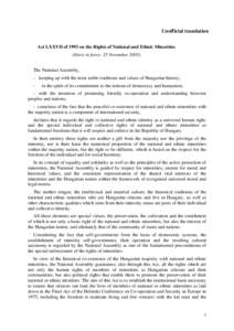 Act LXXVII of 1993 on the Rights of National and Ethnic Minorities