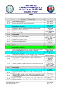 Third Meeting CoCo-Principal Investigators of the Project IAI CRNCRN-055 Mar del Plata, Argentina October, 2002 AGENDA