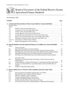 Federal Reserve Statistical Release E[removed]Board of Governors of the Federal Reserve System Agricultural Finance Databook Second Quarter 2005 Contents
