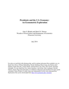 Microsoft Word - Presidents and the Economy July_2014_NBER_WP.docx