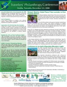 Forestry / Africa / Reforestation / Kikuyu people / Wangari Maathai / Green Belt Movement / Ngurdoto Crater / Philanthropy