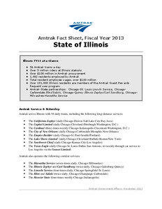 Amtrak Fact Sheet, Fiscal Year[removed]State of Illinois