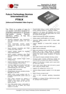 Document No.: FT_001165 FT81X Embedded Video Engine Datasheet Version Draft Clearance No.: FTDI#440  Future Technology Devices