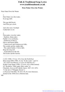 Folk & Traditional Song Lyrics - Peter Patter Ower the Watter