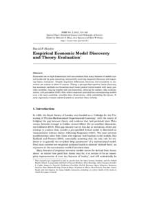 RMM Vol. 2, 2011, 115–145 Special Topic: Statistical Science and Philosophy of Science Edited by Deborah G. Mayo, Aris Spanos and Kent W. Staley http://www.rmm-journal.de/  David F. Hendry