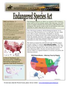 Did you know..? - Only 28 species (in 40 years) have been delisted due to species recovery - That’s less than a 1% recovery rate - The U.S. Government has spent over $21 million over the last 4 years on