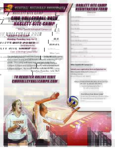 haslett site CAMP Registration Form (Please print) CMU VOLLEYBALL 2018 HASLETT SITE CAMP