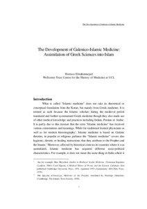 The Development of Galenico-Islamic Medicine  The Development of Galenico-Islamic Medicine: