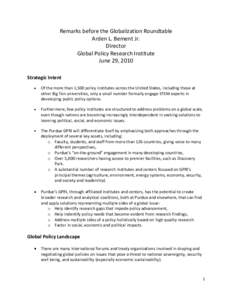 Association of Public and Land-Grant Universities / Science diplomacy / International Institute for Applied Systems Analysis / Purdue University / National Institutes of Health / Think tank / Globalization / Tippecanoe County /  Indiana / Academia / Medicine