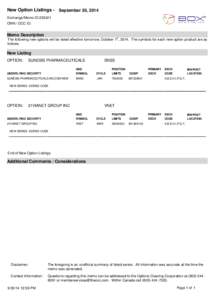 Sunesis Pharmaceuticals / Finance / CUSIP / Financial system / IBM VNET / Options Clearing Corporation / Option / Financial economics / Biopharmaceuticals / Oncology