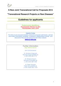 E-Rare-2 Call for Proposals 2011 for