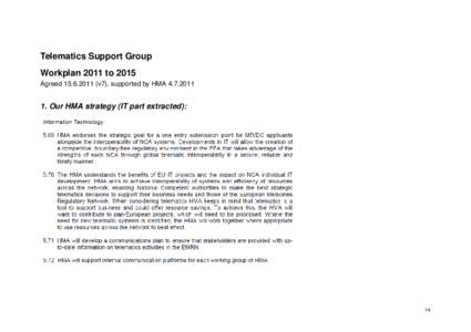 Telematics Support Group Workplan 2011 to 2015 Agreedv7), supported by HMAOur HMA strategy (IT part extracted):