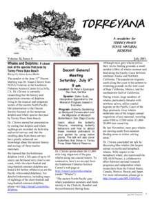 TORREYANA A newsletter for TORREY PINES STATE NATURAL RESERVE Volume 12, Issue 4