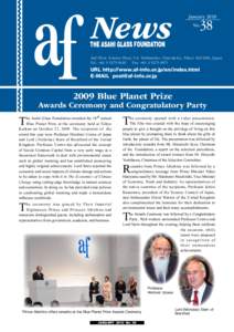 ASAHI GLASS FOUNDATION NEWS  News January 2010