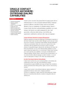 ORACLE DATA SHEET  ORACLE CONTACT CENTER ANYWHERE: OUTBOUND DIALING CAPABILITIES